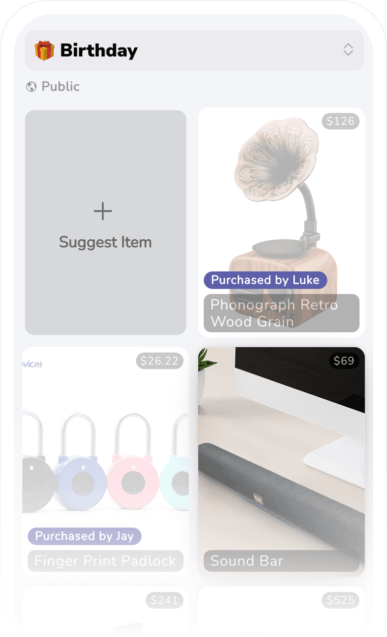 A Christmas wishlist in the iFancy app