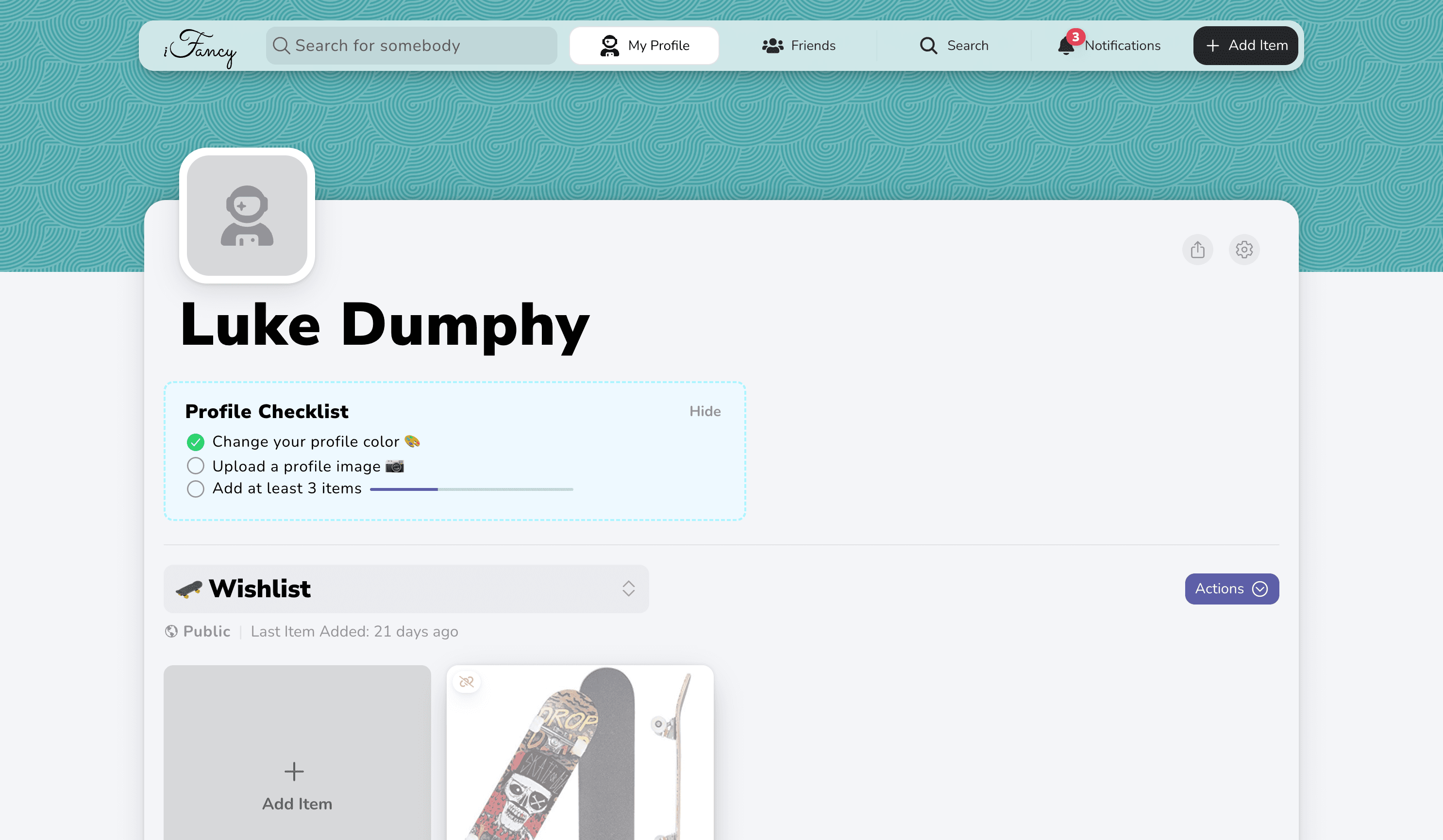 Desktop platform of wishlist app iFancy