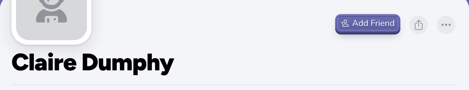 Claire Dumphy's profile, with an Add Friend button