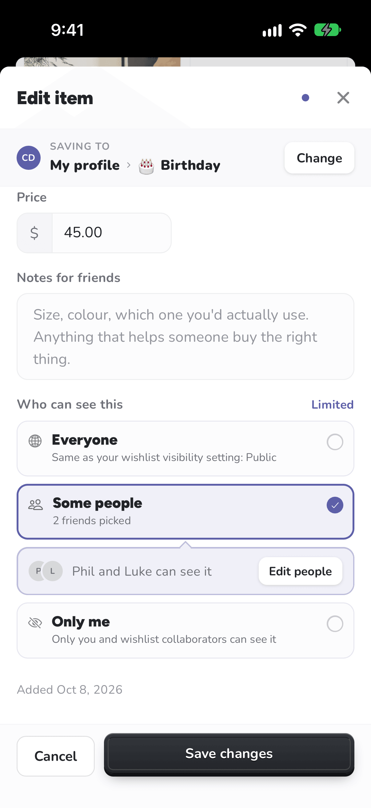 Who can see this on iPhone, with Some people chosen and the line Phil and Luke can see it