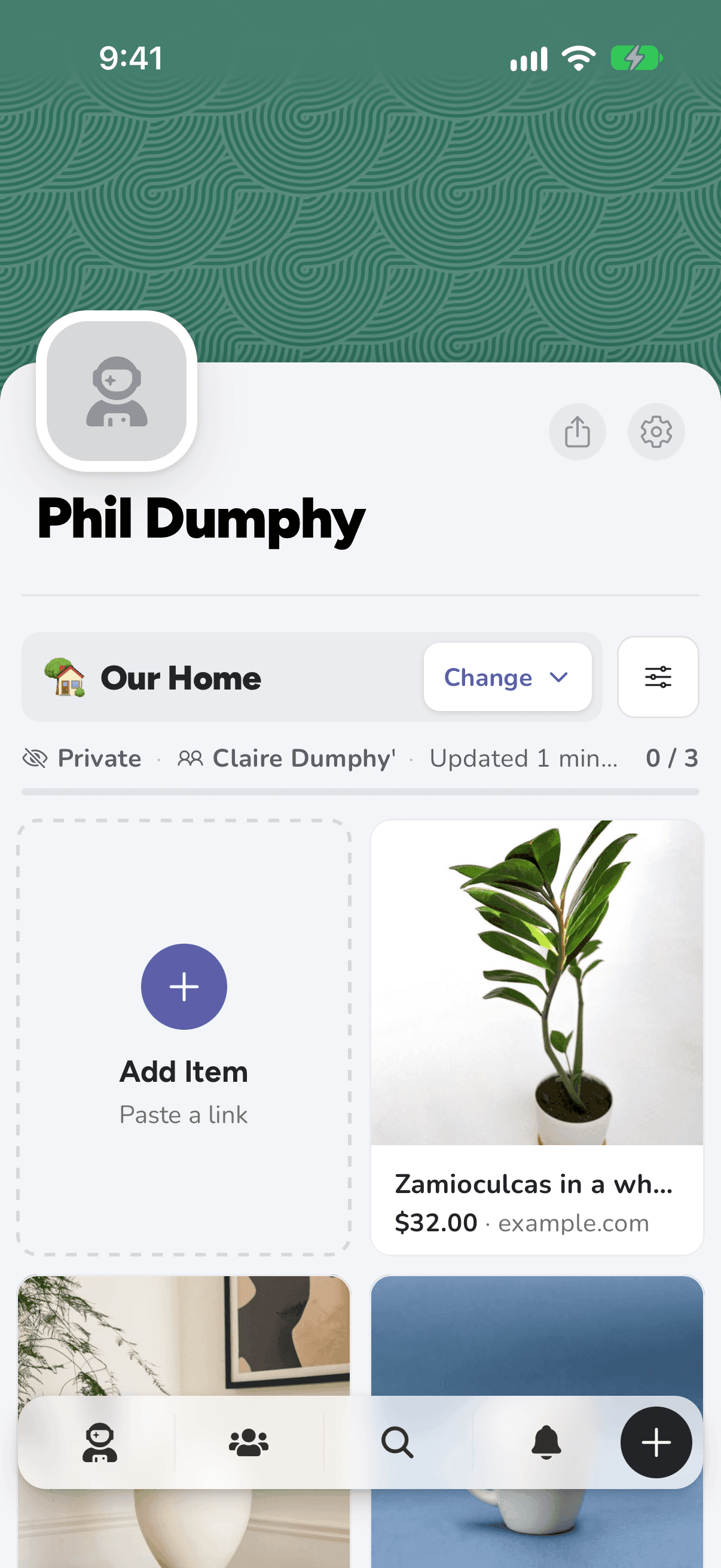 The Our Home list on iPhone, as Phil sees it